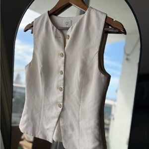 🤍 Aritzia Wilfred CruiseLinen™ Regal Vest – Natural Ecru